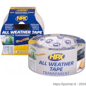 HPX All Weather Tape reparatietape water- en weerbestendig transparant 48 mm x 25 m - L51700217 - afbeelding 2