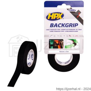 HPX Back Grip bevestigingstape zwart 16 mm x 5 m - L51700109 - afbeelding 1