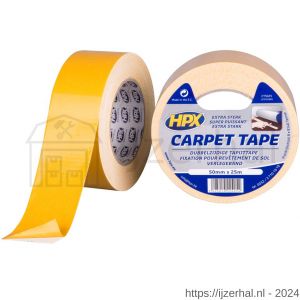 HPX dubbelzijdig tapijttape wit 50 mm x 25 m - L51700161 - afbeelding 1