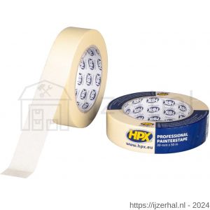 HPX Masking afplaktape 60 graden C cremewit 30 mm x 50 m - L51700014 - afbeelding 1