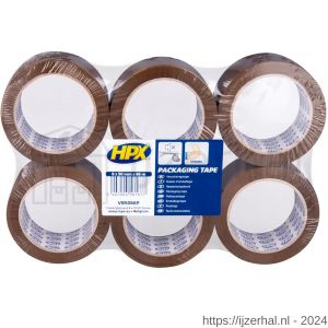 HPX verpakkingstape PP flatpack 6 rollen bruin 50 mm x 66 m - L51700265 - afbeelding 1