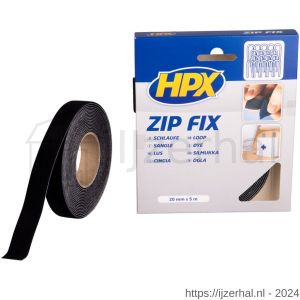 HPX Zip Fix klittenband lus zwart 20 mm x 5 m - L51700118 - afbeelding 1