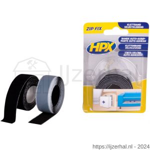 HPX Zip Fix klittenband haak en lus zwart 2x 20 mm x 1 m - L51700122 - afbeelding 1