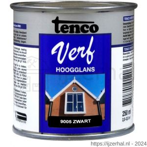 TencoVerf lakverf dekkend hoogglans RAL 9005 zwart 0,25 L blik - L40710340 - afbeelding 1