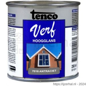 TencoVerf lakverf dekkend hoogglans RAL 7016 antraciet 0,25 L blik - L40710342 - afbeelding 1