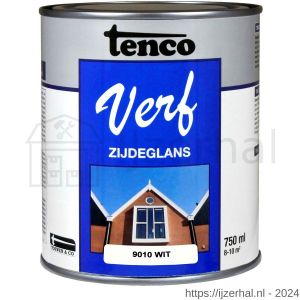 TencoVerf lakverf dekkend zijdeglans RAL 9010 wit 0,75 L blik - L40710355 - afbeelding 1