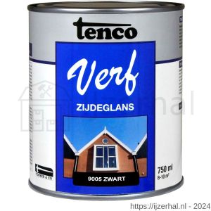 TencoVerf lakverf dekkend zijdeglans RAL 9005 zwart 0,75 L blik - L40710359 - afbeelding 1