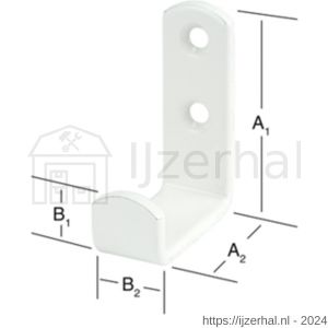 QlinQ wandhaak plat 65x87x17x3,5 mm wit - L40851022 - afbeelding 2