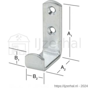 QlinQ wandhaak plat 49x36x17x3,5 mm verzinkt - L40851021 - afbeelding 2