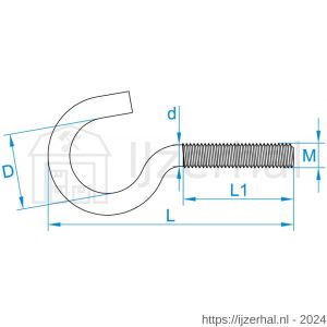 GebuVolco 026 schroefhaak metrisch M6x60 mm ijzer gegalvaniseerd - L50001485 - afbeelding 2