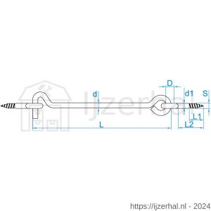 GebuVolco 060 windhaak met 2 schroefogen 3.45x60 mm ijzer gegalvaniseerd - L50001731 - afbeelding 2