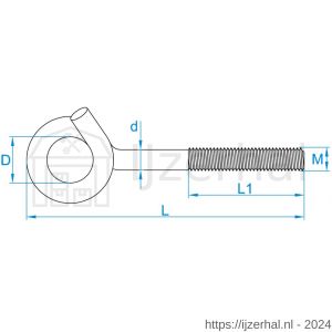 GebuVolco 116 krulhaak metrisch M10x140 mm ijzer gegalvaniseerd - L50001327 - afbeelding 2