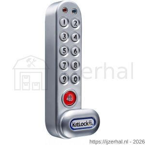 Kitlocks EPS 1000V elektronisch locker pincodeslot verticale montage voor publiek of prive gebruik 15.000 operaties batterij override IP 55 mits met EPS RG maximale deurdikte 25 mm Afmeting 136x32x30 mm zilver - L30202111 - afbeelding 1