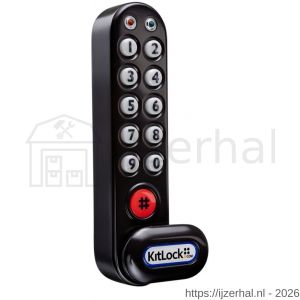Kitlocks EPS 1000VB elektronisch locker pincodeslot verticale montage voor publiek of prive gebruik 15.000 operaties batterij override IP 55 mits met EPS RG maximale deurdikte 25 mm Afmeting 136x32x30 mm zwart - L30202112 - afbeelding 1
