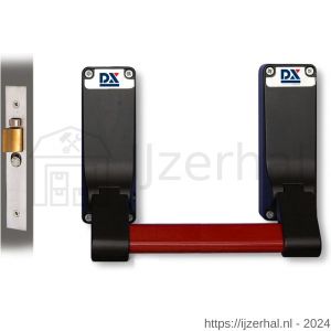 Dulimex DX PO 305 EB RZ anti-paniekstang DX 305 RZ enkele deur 1-puntssluiting met insteek anti-paniekslot doornmaat 56,9 mm PC-maat 47,5 mm rood-zwart - L30202145 - afbeelding 1