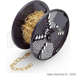 Dulimex DX GKA.0203-F sierketting lange schakel 2,2 mm staal vermessingd rol 15 m - L30203433 - afbeelding 1