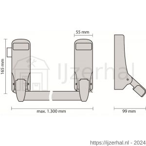 Briton PO 378 EB SE anti-paniekstang Briton 378 SE enkele deur 1-puntssluiting opliggende dagschoot zilvergrijs - L30202121 - afbeelding 2