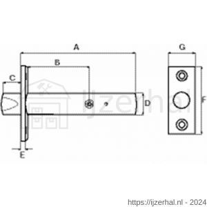 Dulimex DX DRB3025 SCP insteekgrendel met stersleutel en sluitpot 45/25 mm satijn verchroomd - L30202227 - afbeelding 2