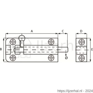 Dulimex DX DRG 402051 SA profielgrendel 25x51 mm aluminium - L30202217 - afbeelding 2