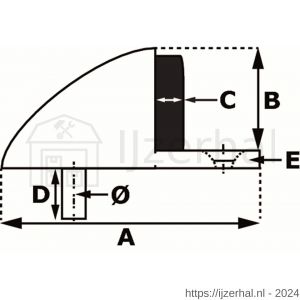 Dulimex DX DST V ZB 45SF deurstopper 45x25 mm vloermodel met zwarte zijbuffer inliggend RVS - L30202618 - afbeelding 2