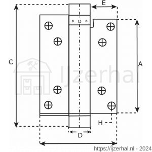 IBFM DVE 100/30 NP Bommer scharnier enkelwerkend 30/100 mm deurdikte 25-30 mm staal vernikkeld - L30201630 - afbeelding 2