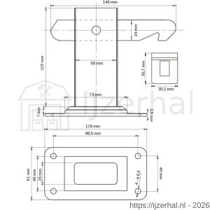 Dulimex DX DVZ HD V BE deurvastzetter heavy duty inclusief opvangoog vloermodel staal - L30205012 - afbeelding 2