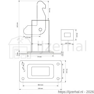 Dulimex DX DVZ HD W BE deurvastzetter heavy duty inclusief opvangoog wandmodel staal - L30205013 - afbeelding 2