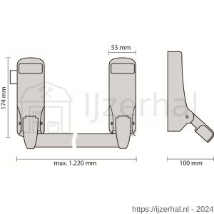 Dulimex DX PO 296 EB SE anti-paniekstang DX 296 SE enkele deur 1-puntssluiting opliggende dagschoot zilvergrijs - L30202138 - afbeelding 1