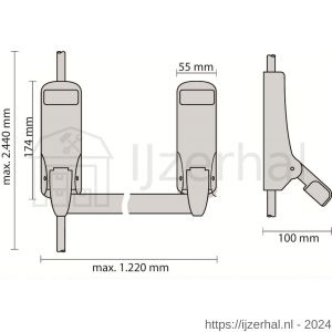 Dulimex DX PO 285 DB RZ anti-paniekstang DX 285 RZ dubbele deuren 1 en 2-puntssluiting rood-zwart - L30203739 - afbeelding 2