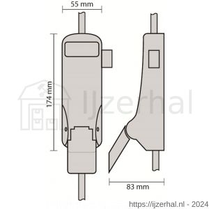 Dulimex DX PO 297 EB SE anti-paniekpushpad 297 SE enkele deur 1-puntssluiting opliggende dagschoot zilvergrijs - L30202465 - afbeelding 2