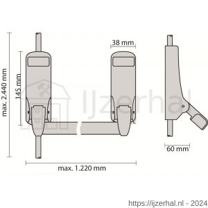 Dulimex DX PO 523 EB RZ anti-paniekstang DX 523 enkele deur 3-puntssluiting zijsluitend rood-zwart - L30202135 - afbeelding 2