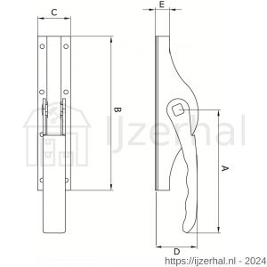 Deni ESPOMP 13 pompespagnolet met geleiders zonder sluitplaten en stang 13 mm staal verzinkt 4013 2000 33 - L30203624 - afbeelding 2