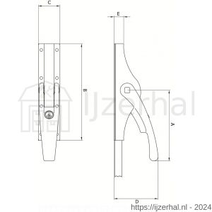 Deni ESPOMP 16 CIL pompespagnolet afsluitbaar gelijksluitend met geleiders zonder sluitplaten en stang 16 mm staal verzinkt 4017 1301 00 - L30203627 - afbeelding 2