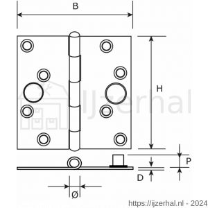 Dulimex DX H161-76762015 scharnier rechte hoeken 76x76 mm losse verzinkte pen staal verzinkt SKG** - L30203924 - afbeelding 2