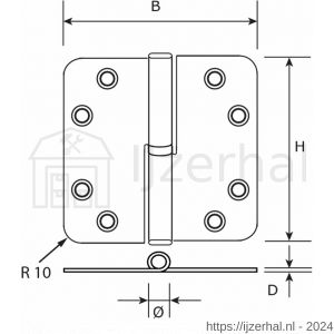 Dulimex DX H379-89892313 kogelstiftpaumelle ronde hoeken 89x89 mm links RVS geborsteld SKG *** - L30203518 - afbeelding 2