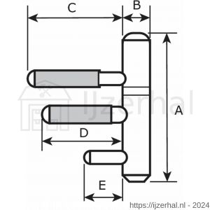 Dulimex DX HPL12705024-0 inboorpaumelle diameter 12 mm zwarte nylon ring voor metalen deuren en kozijnen staal vernikkeld - L30201668 - afbeelding 1