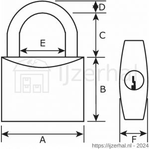 Dulimex DX HS 304B KA cilinderhangslot DX 30 mm op sleutelnummer 304 dubbel vergrendeld - L30201507 - afbeelding 2