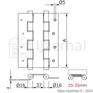 Justor DVDM 120 SE deurveerscharnier dubbel 120 mm muur montage aluminium zilvergrijs - L30204862 - afbeelding 2