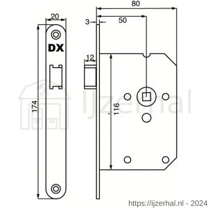 Dulimex DX LS-50-LSSS loopslot doornmaat 50 mm ronde voorplaat RVS inclusief rechthoekige sluitplaat - L30201993 - afbeelding 2