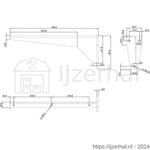 Dolle JIB 480 plankdrager extra zware XXL uitvoering 480x180 mm staal 5 mm schroefgat diameter 12 mm vuurverzinkt - L30204976 - afbeelding 2