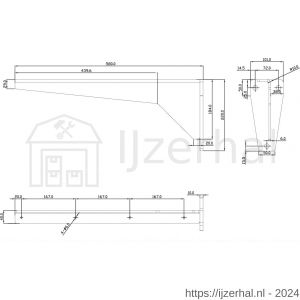 Dolle JIB 580 plankdrager extra zware XXL uitvoering 580x180 mm staal 6 mm schroefgat diameter 14 mm vuurverzinkt - L30204977 - afbeelding 2