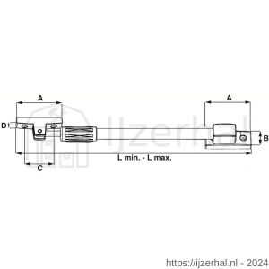 Dulimex DX RUZT120WE telescopische raamuitzetter naar binnen- en buitendraaiend 225-295 mm minimaal-maximaal wit-wit - L30202756 - afbeelding 2