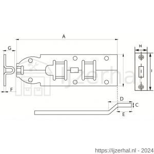 Dulimex DX SGB 060BV plaatschuif 25x60 mm schootdikte 3 mm met bocht staal verzinkt - L30202588 - afbeelding 2