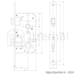 Dulimex DX DNSV-PC72RH veiligheidsinsteekslot SKG** doornmaat 50 mm PC 72 rechte voorplaat RVS - L30204902 - afbeelding 2