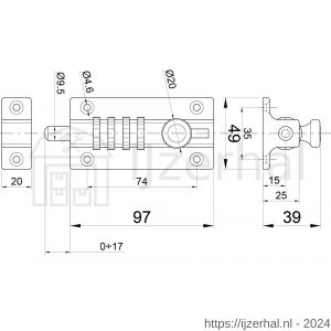 IBFM SGC 56 BE schuifgrendel met cijferslot aluminium zwart gelakt - L30204935 - afbeelding 2