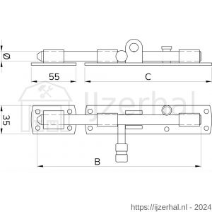 IBFM HSG 420V hangslotgrendel verticaal diameter 16 mm 420 mm verzinkt - L30204928 - afbeelding 2