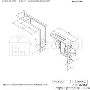 Olda 26 HZA T2 SS automatische kantschuif type 26 HZA type 2 hoek model RVS voor stalen-aluminium deuren - L30205064 - afbeelding 2