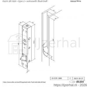 Olda 28 HZA T1 automatische kantschuif type 28 HZA type 1 staal verzinkt voor houten deuren - L30205039 - afbeelding 2