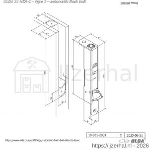 Olda 31 HZAC T2 automatische kantschuif type 31 HZAC type 2 staal verzinkt voor stalen-aluminium-houten deuren - L30205042 - afbeelding 2