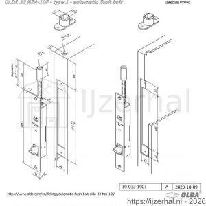 Olda 33 HZA10F T1 automatische kantschuif type 33 HZA type 1 doornmaat 10 mm staal verzinkt voor stalen-aluminium deuren - L30205043 - afbeelding 2